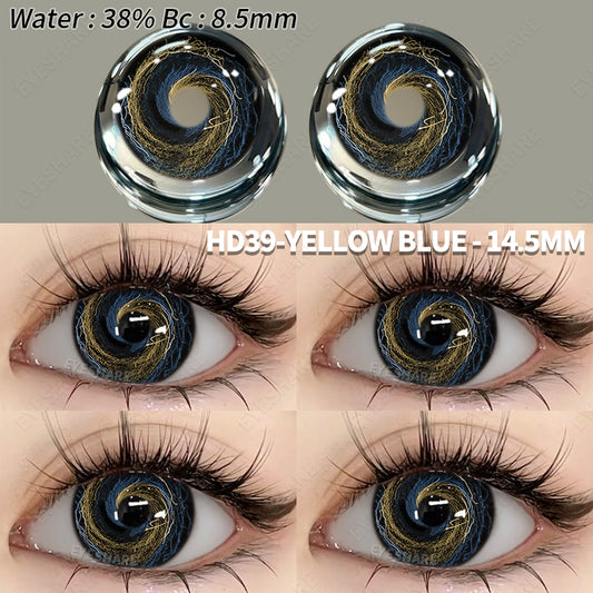 Cosplay HD39 Yellow Blue 14.5mm 1 Pair | 1 Year