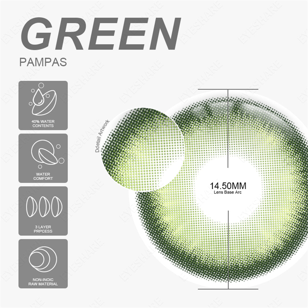 Cosplay Pampas Green 14.5mm 1 Pair | 1 Year