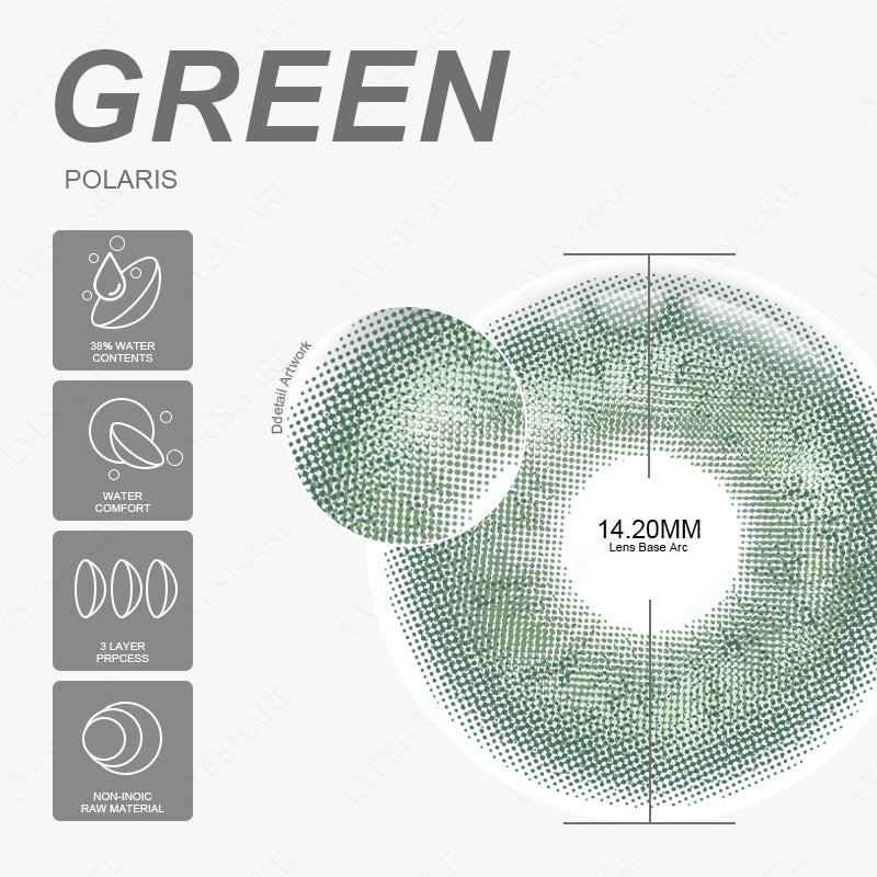 Polaris Green 14.2mm 1 Pair | 1 Year