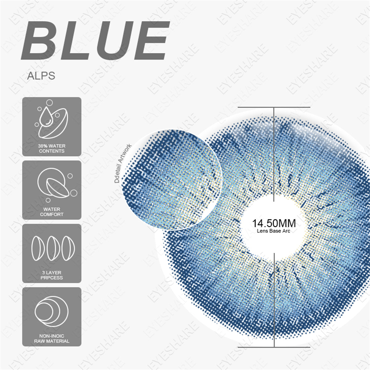 Alps Blue 14.5mm 1 Pair | 1 Year