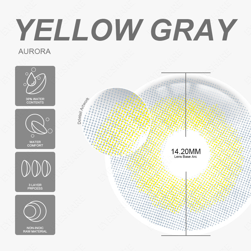 Aurora Yellow Gray 14.2mm 1 Pair | 1 Year