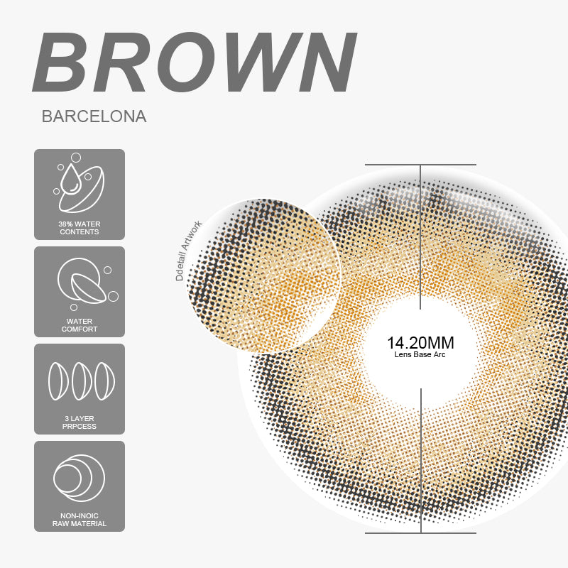 Barcelona Brown 14.2mm 1 Pair | 1 Year