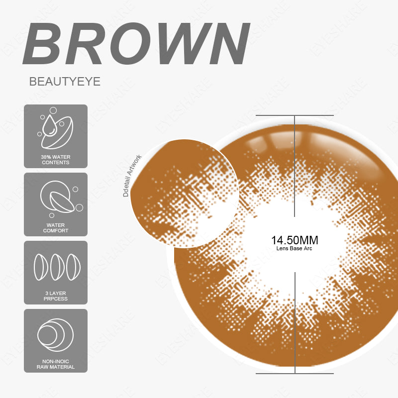 Beautyeye Brown 14.5mm 1 Pair | 1 Year