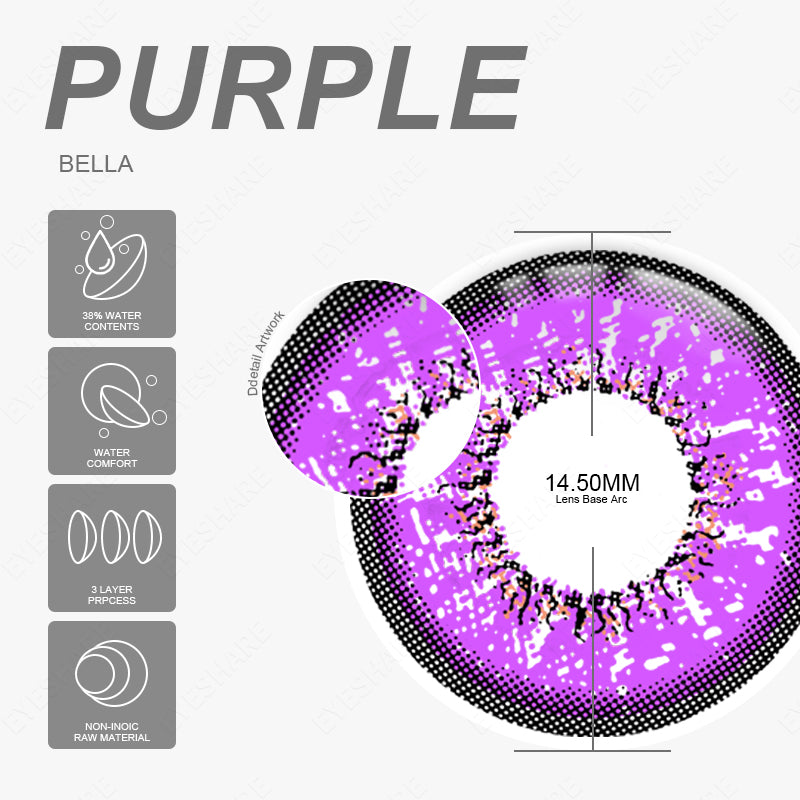 Cosplay Bella Purple 14.5mm 1 Pair | 1 Year