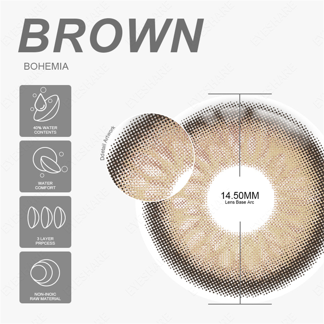 Bohemia Brown 14.5mm 1 Pair | 1 Year