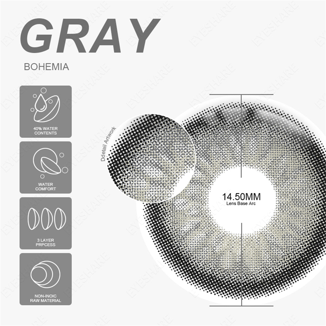 Bohemia Gray 14.5mm 1 Pair | 1 Year