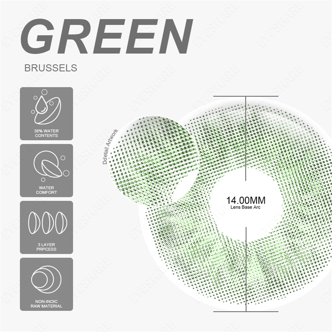 Brussels Green 14.0mm 1 Pair | 1 Year