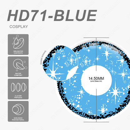 Cosplay HD71 Blue  14.5mm 1 Pair | 1 Year