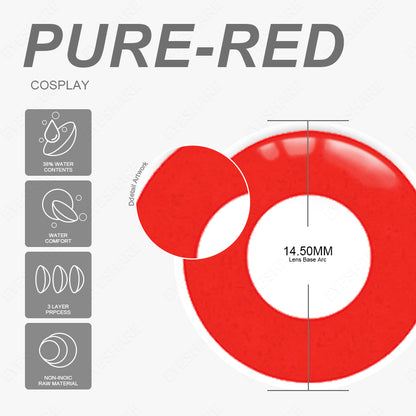 Cosplay Pure Red  14.5mm 1 Pair | 1 Year