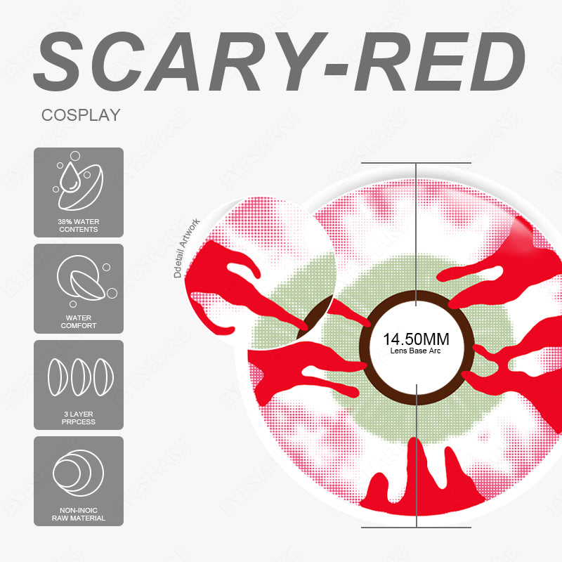 Cosplay Scary Red 14.5mm 1 Pair | 1 Year