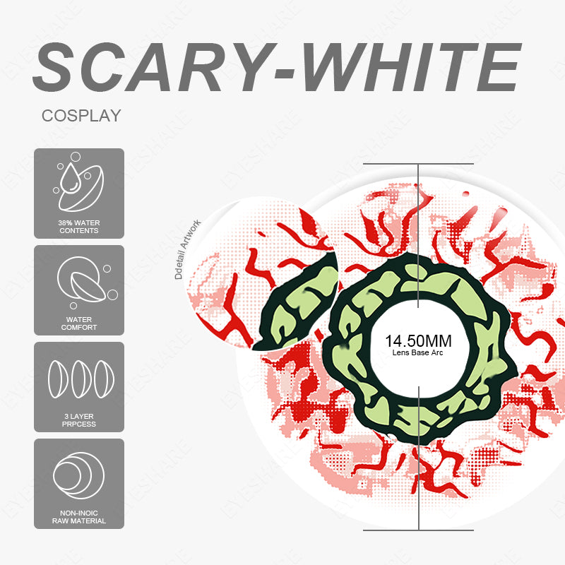 Cosplay Scary White 14.5mm 1 Pair | 1 Year