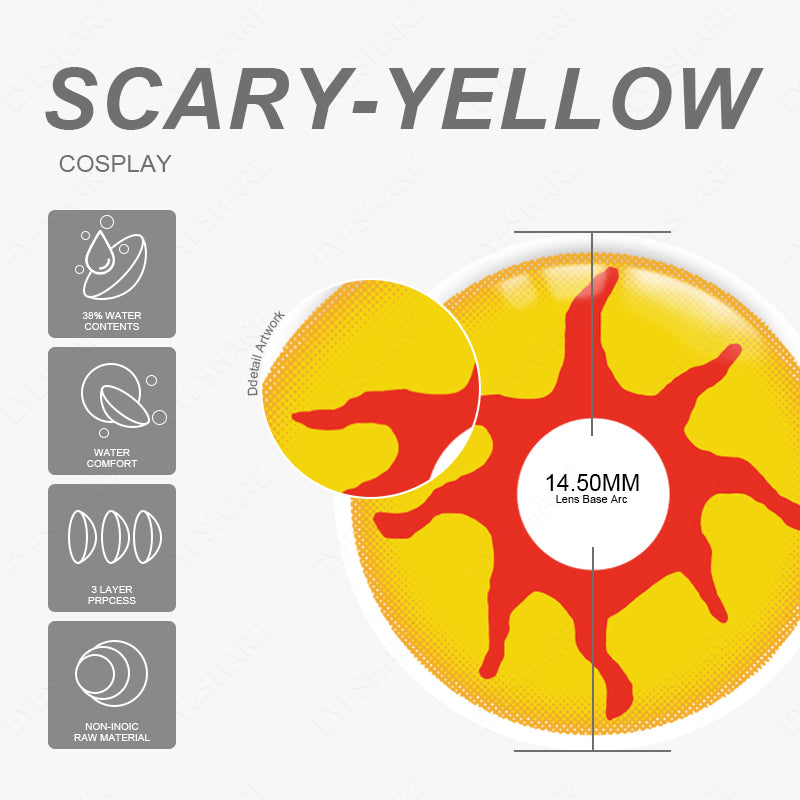 Cosplay Scary Yellow 14.5mm 1 Pair | 1 Year