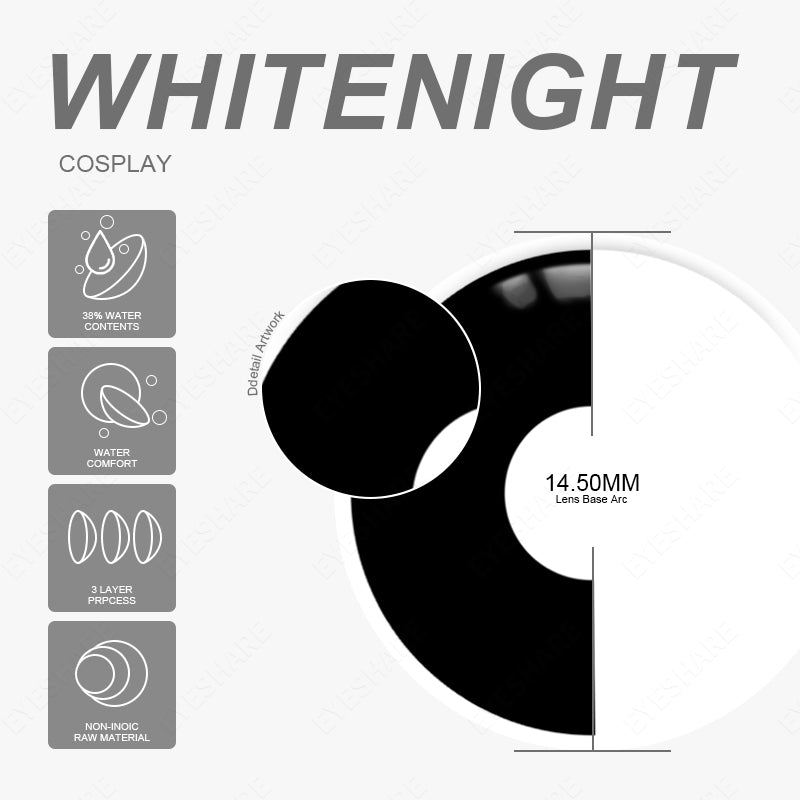 Cosplay Whitenigh 14.5mm 1 Pair | 1 Year