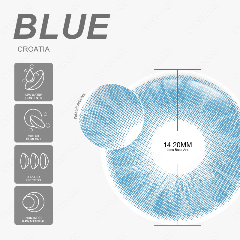 Croatia Blue 1 Day Use I 14.2mm,10 Pcs=5Pair