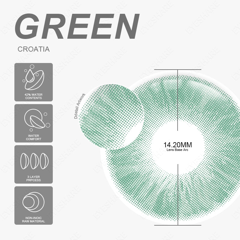 Croatia Green 1 Day Use I 14.2mm,10 Pcs=5Pair