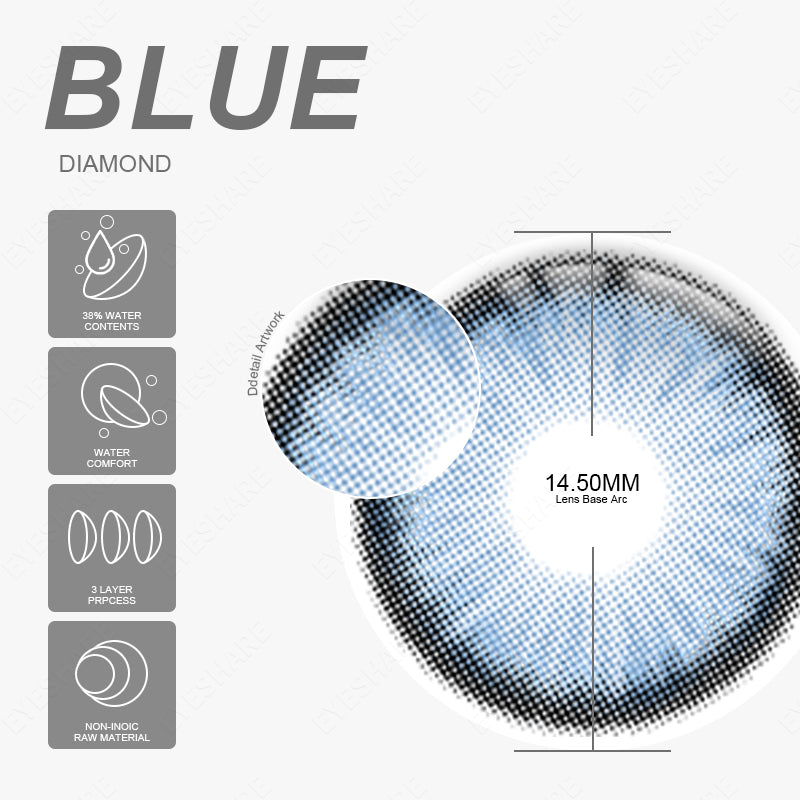 Diamond  Blue 14.5mm 1 Pair | 1 Year