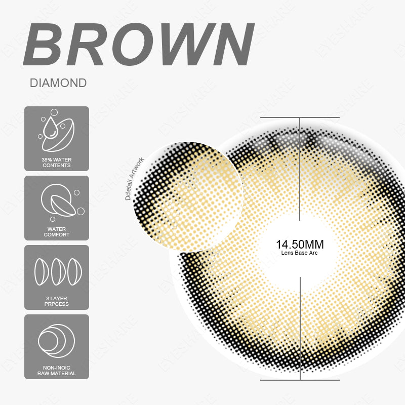 Diamond Brown 14.5mm 1 Pair | 1 Year