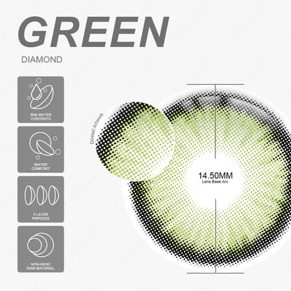 Diamond Green 14.5mm 1 Pair | 1 Year