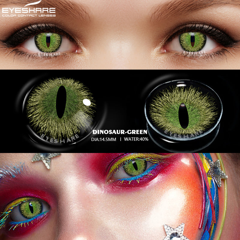 Cosplay Dinosaur Green 14.5mm 1 Pair | 1 Year