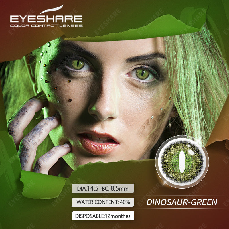 Cosplay Dinosaur Green 14.5mm 1 Pair | 1 Year