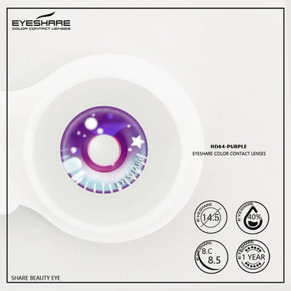 Cosplay HD64 Purple 14.5mm 1 Pair | 1 Year