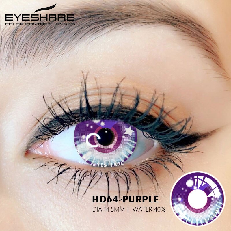 Cosplay HD64 Purple 14.5mm 1 Pair | 1 Year