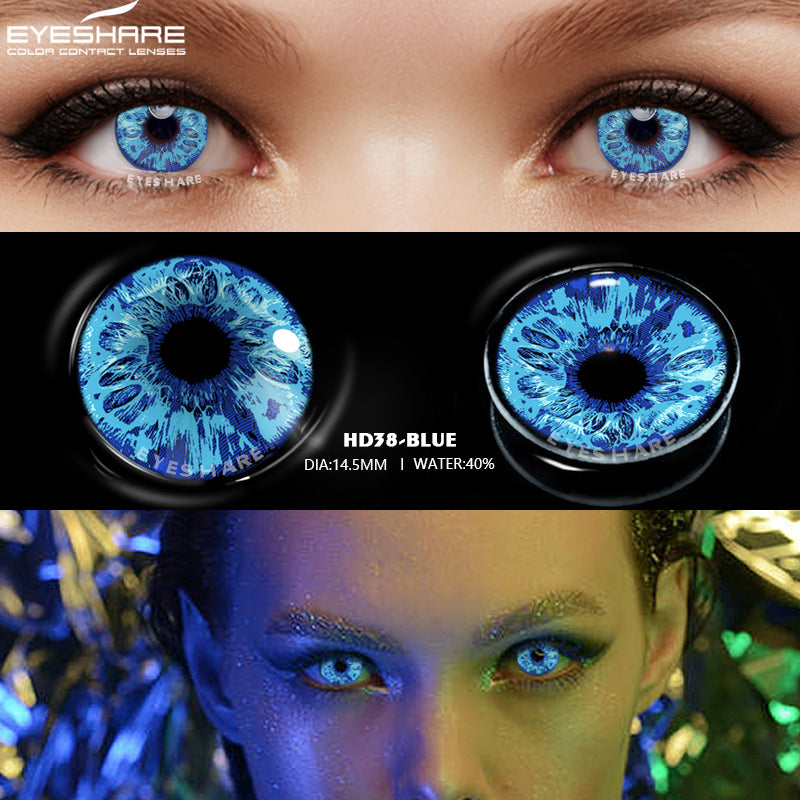 Cosplay HD38 Blue 14.5mm 1 Pair 1 Year