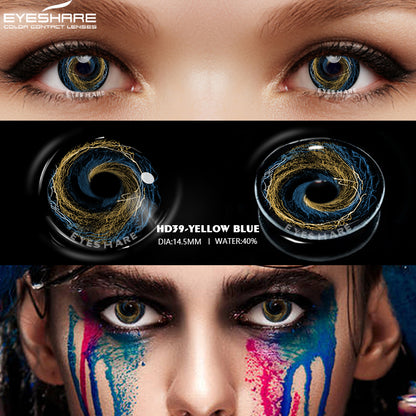 Cosplay HD39 Yellow Blue 14.5mm 1 Pair | 1 Year