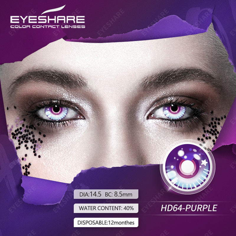 Cosplay HD64 Purple 14.5mm 1 Pair | 1 Year