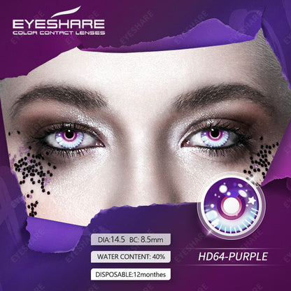 Cosplay HD64 Purple 14.5mm 1 Pair | 1 Year