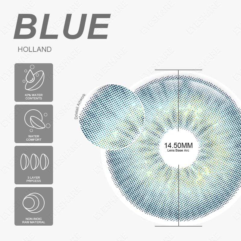 Holland Blue 1 Day Use I 14.5mm,10 Pcs=5Pair