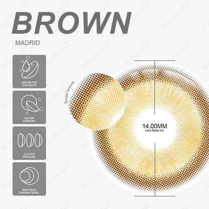 Cosplay Madrid Brown 14.0mm 1 Pair | 1 Year