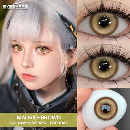 Madrid Brown 1 Day Use I 14.0mm,10 Pcs=5Pair,Cosplay