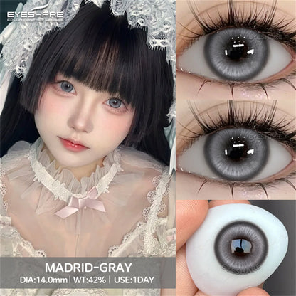 Madrid Gray 1 Day Use I 14.0mm,10 Pcs=5Pair,Cosplay