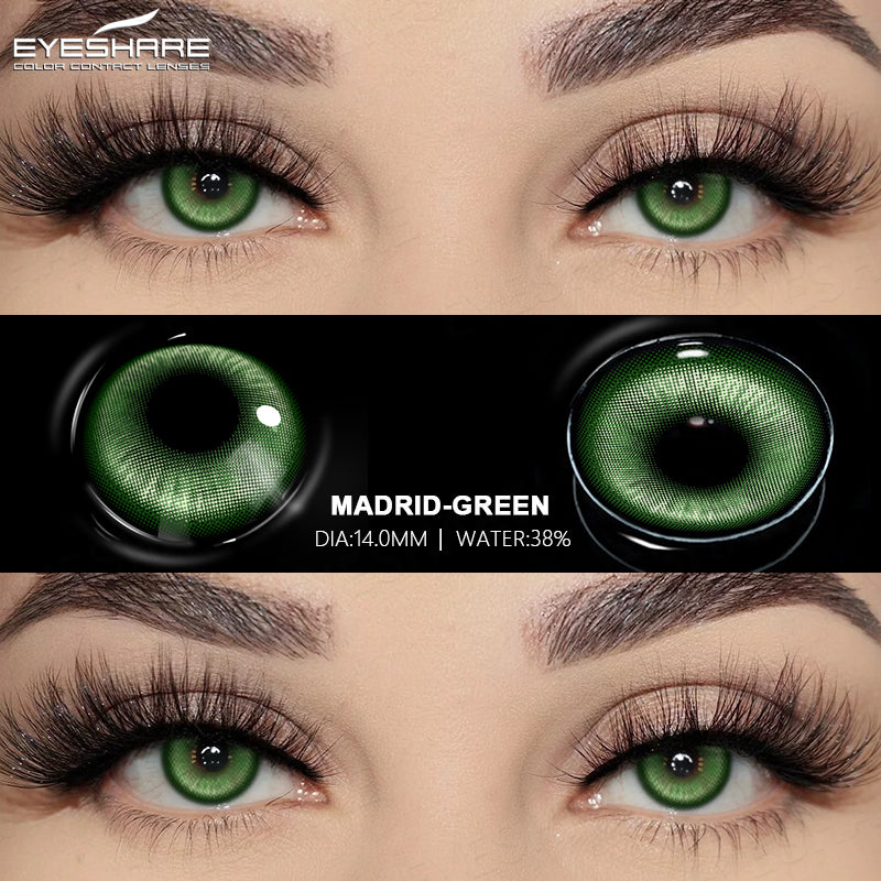 Cosplay Madrid Green 14.0mm 1 Pair | 1 Year