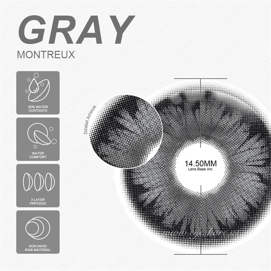 Cosplay Montreux Gray 14.5mm 1 Pair | 1 Year