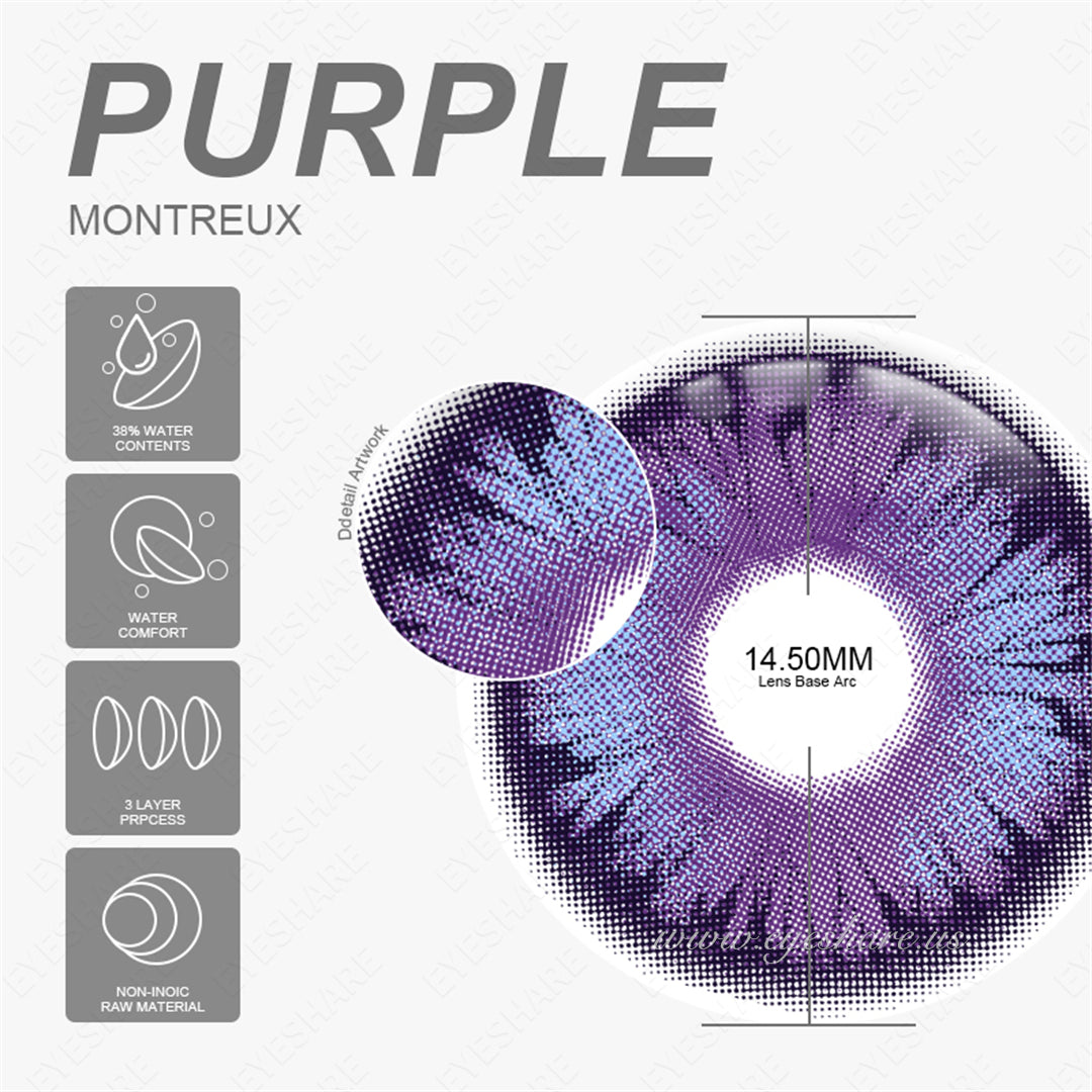 Cosplay Montreux Purple 14.5mm 1 Pair | 1 Year