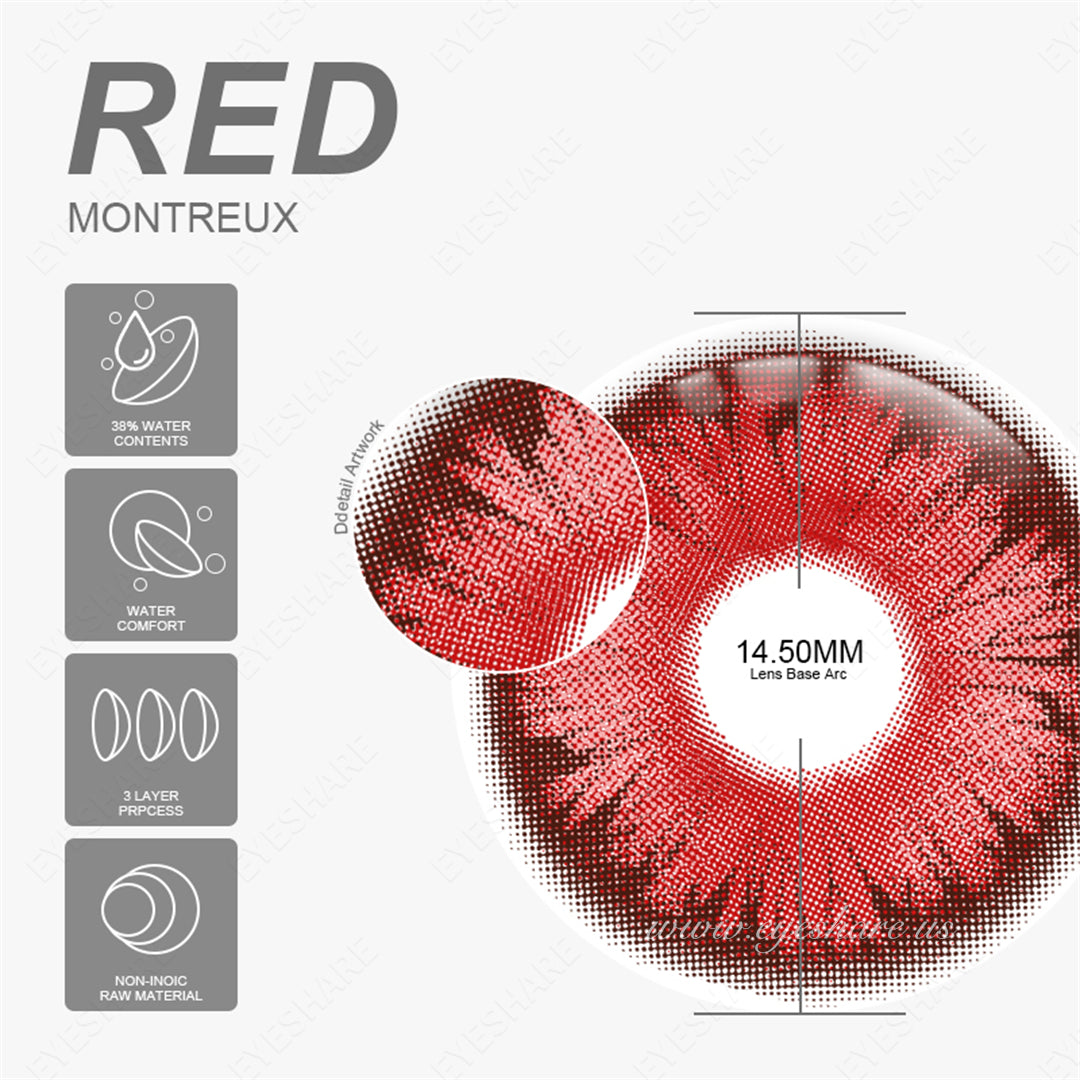 Cosplay Montreux Red 14.5mm 1 Pair | 1 Year