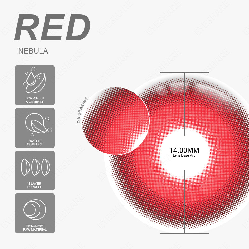 Cosplay Nebula Red 14.0mm 1 Pair | 1 Year