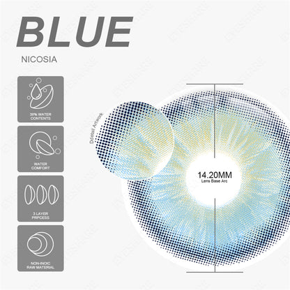 Nicosia Blue 14.2mm 1 Pair | 1 Year