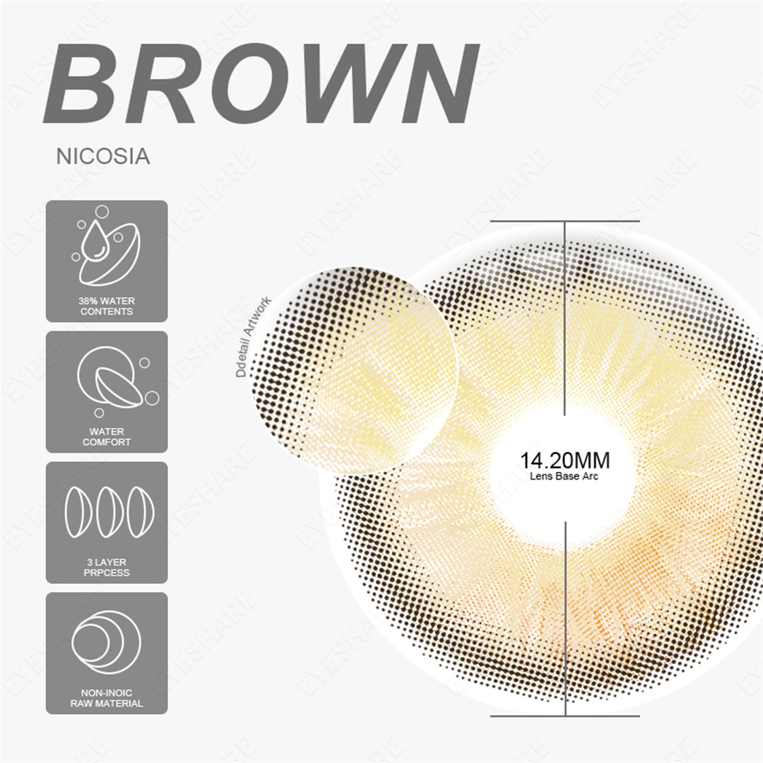 Nicosia Brown 14.2mm 1 Pair | 1 Year