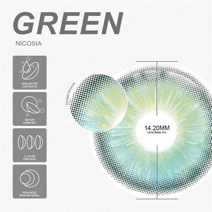 Nicosia Green 14.2mm 1 Pair | 1 Year