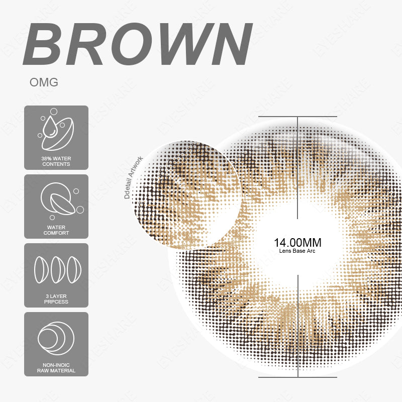 OMG Brown 14.0mm 1 Pair | 1 Year