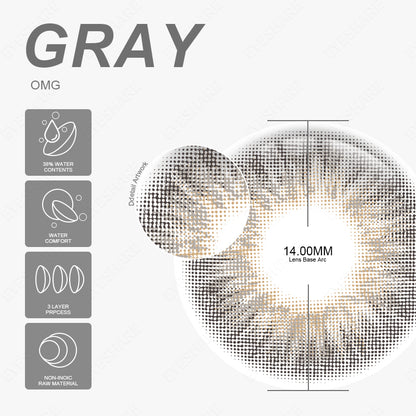 OMG Gray 14.0mm 1 Pair | 1 Year