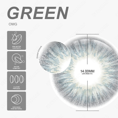 OMG Green 14.0mm 1 Pair | 1 Year