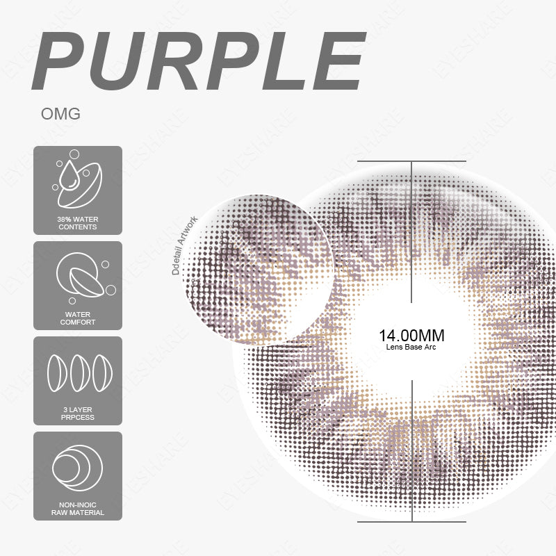 OMG Purple 14.0mm 1 Pair | 1 Year