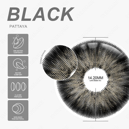 Pattaya Black 14.2mm 1 Pair | 1 Year