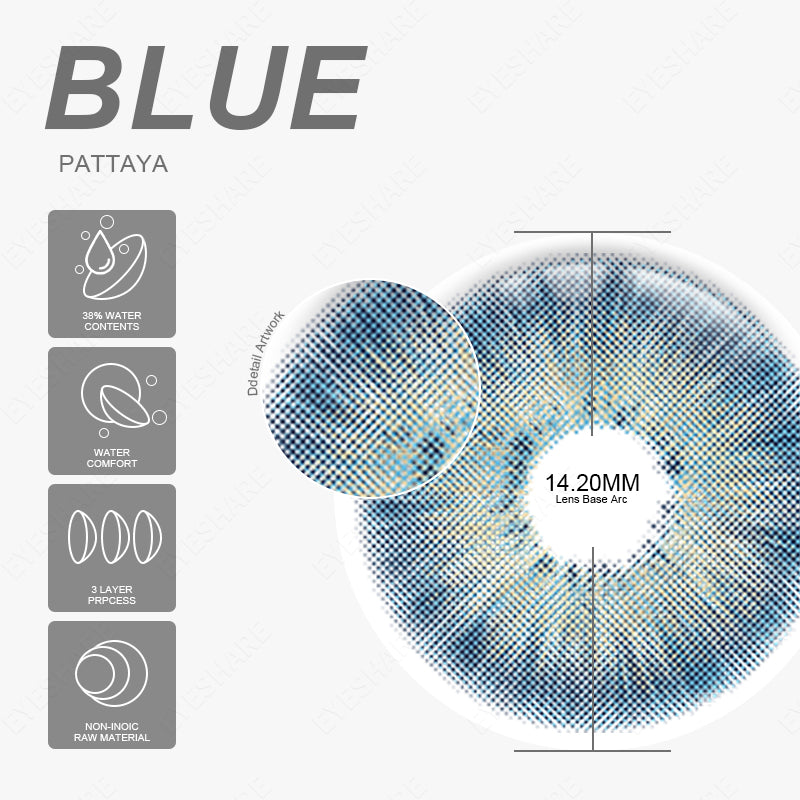 Pattaya Blue 14.2mm 1 Pair | 1 Year