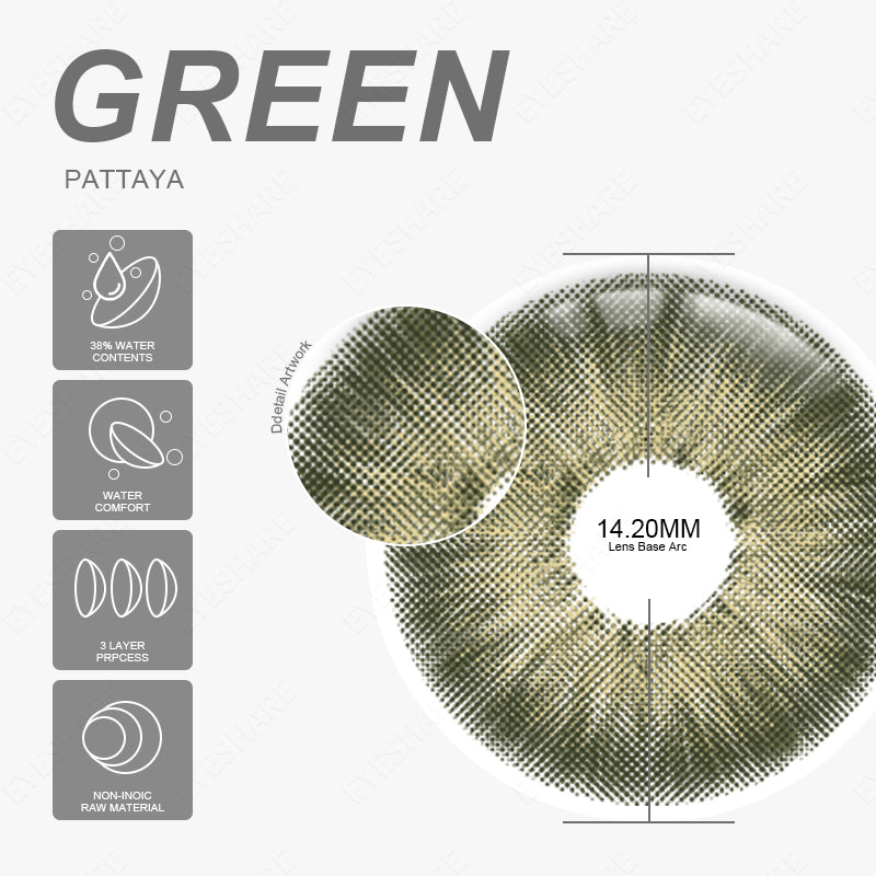 Pattaya Green 14.2mm 1 Pair | 1 Year