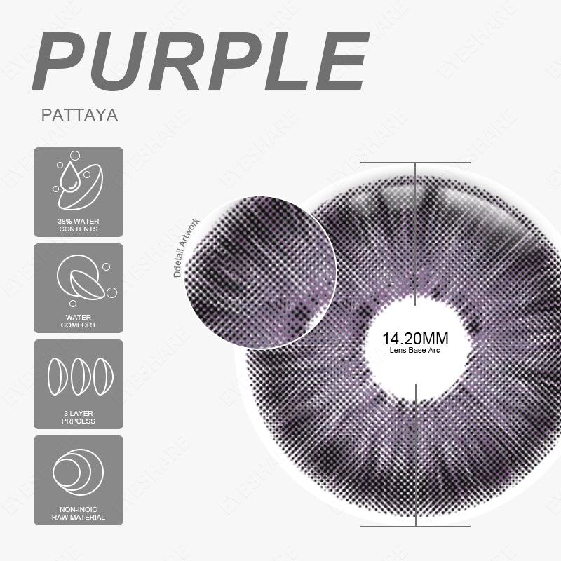 Pattaya Purple 14.2mm 1 Pair | 1 Year